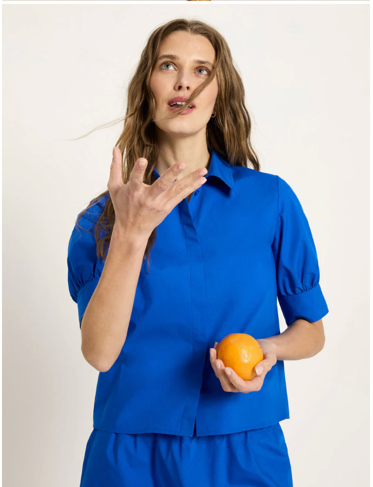Lapis Puff Sleeve Blouse