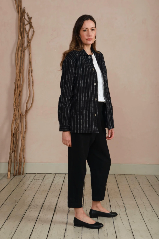 Black Stripe Stitch Shacket