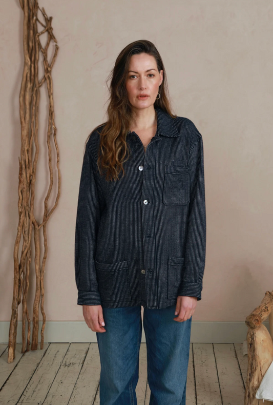 Navy White Dot Shacket