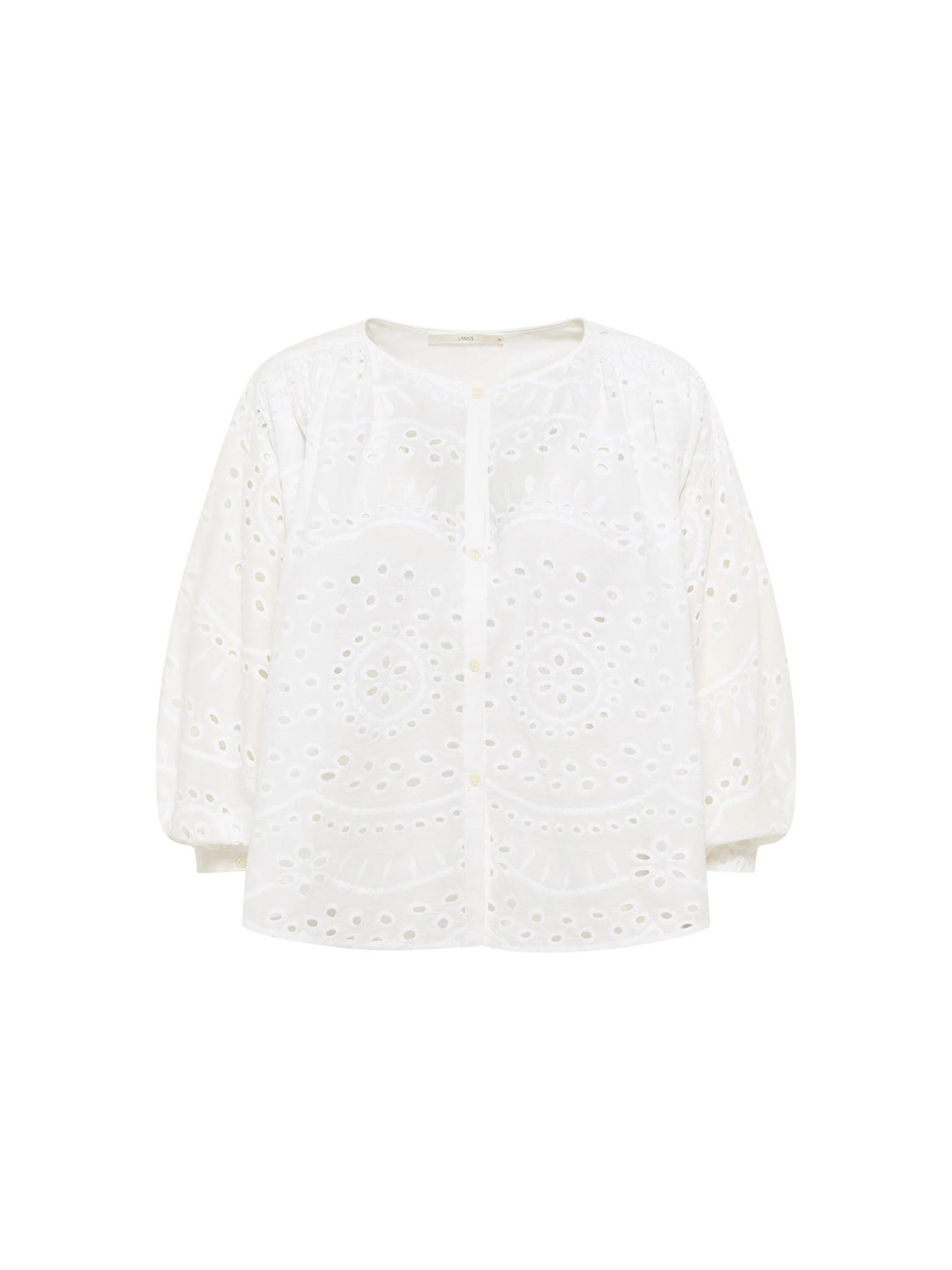 Ruffled Embroidered Blouse Off White