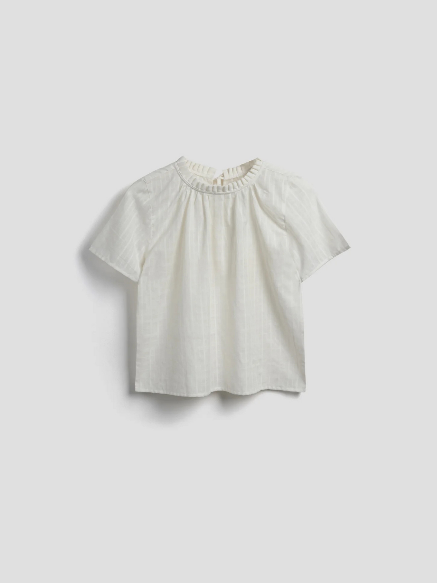 Shayla Reversible Frill Neck Blouse White