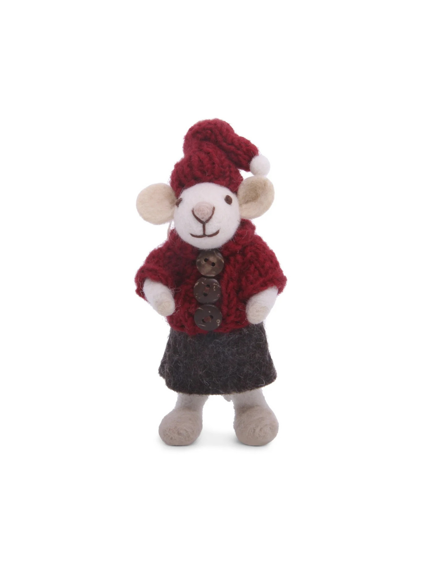 Small White Girly Mouse with Hat, Jacket and Skirt