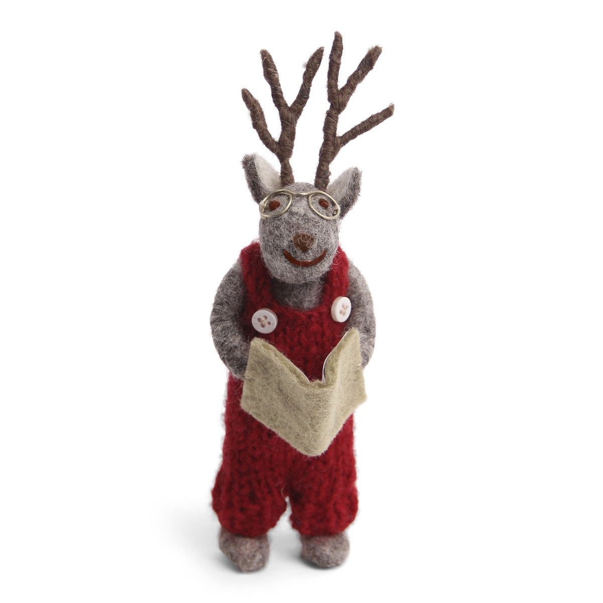 En Gry & Sif Small Grey Boy Deer with Book