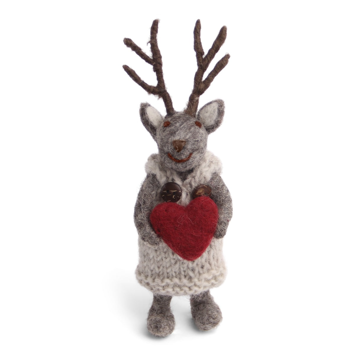 En Gry & Sif Small Grey Girly Deer with Heart
