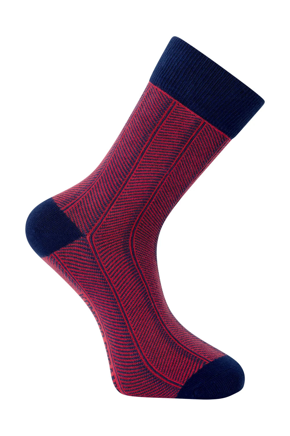 HERRINGBONE - Organic Cotton Socks- Navy/Red