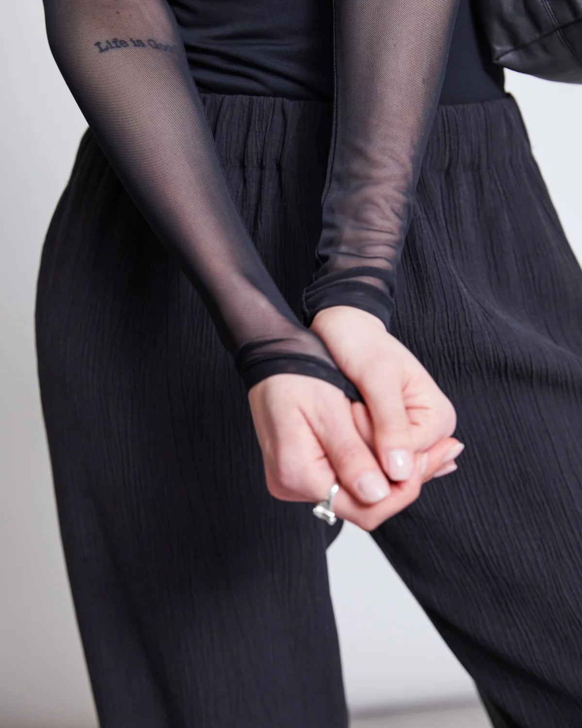 Dora Longsleeve Black Mesh Top