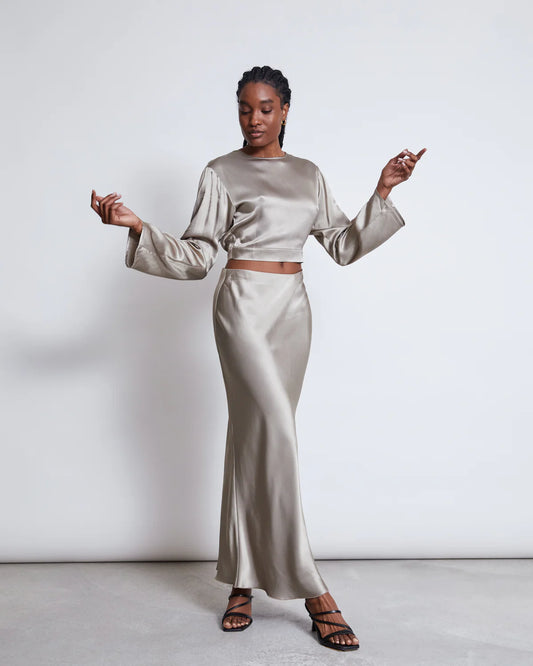 Serin Maxi Skirt Silver Grey