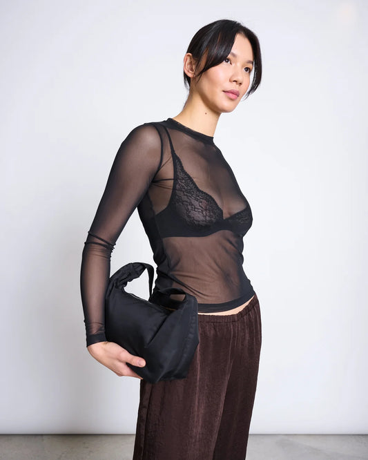 Dora Longsleeve Black Mesh Top