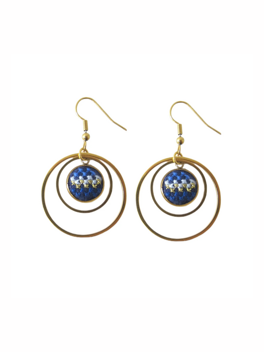 Crown Gold Nuusum Earrings Blue