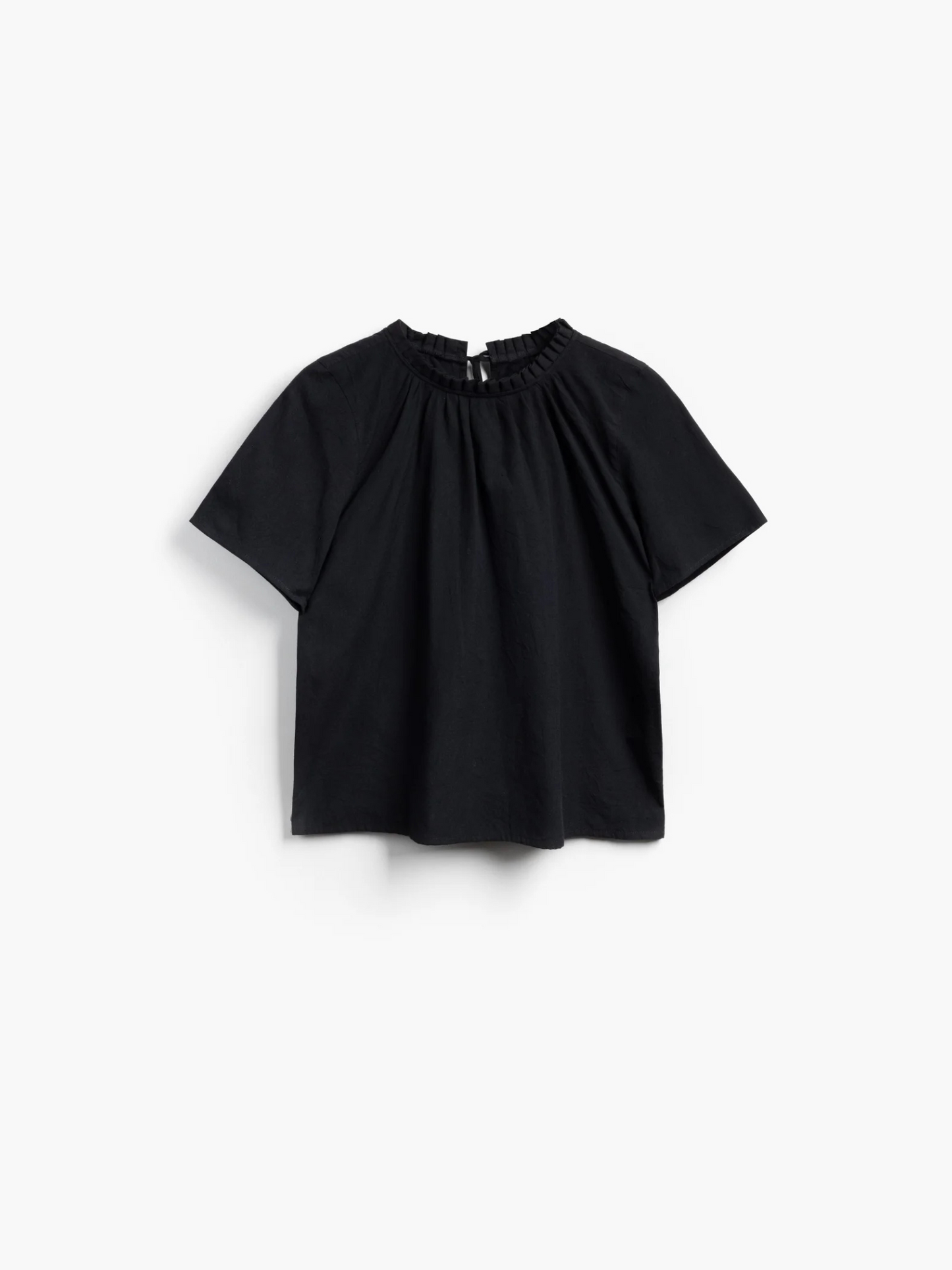 Shayla Reversible Frill Neck Blouse Black
