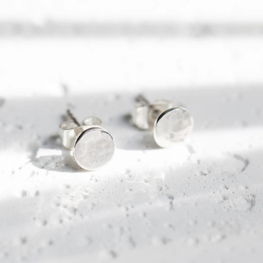 Agonda Round Hammered Sterling Silver Studs