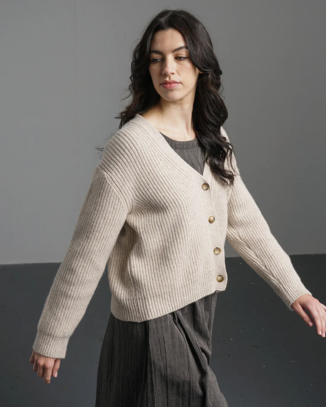 Amita Ribbed Cardigan Linen