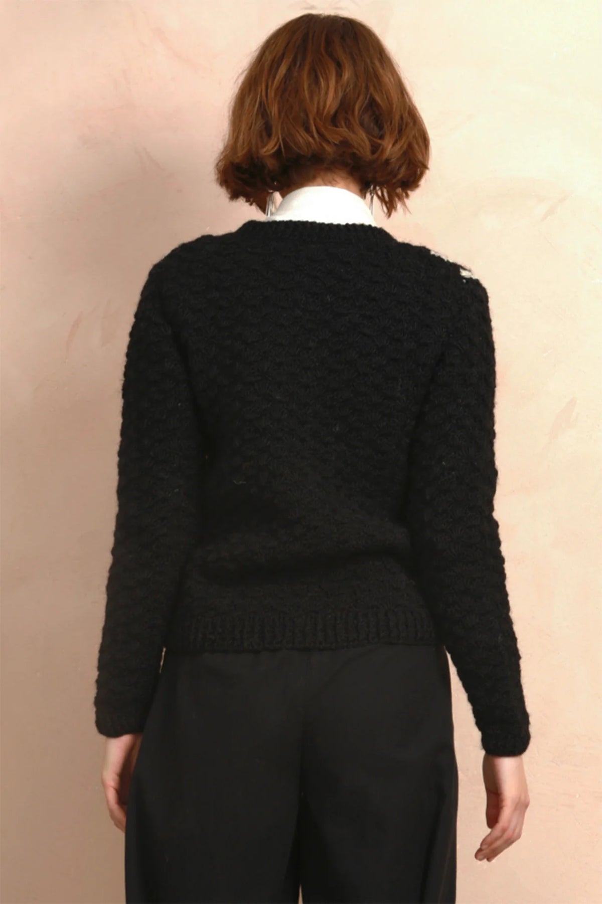 Two-Tone Handknit Cardigan