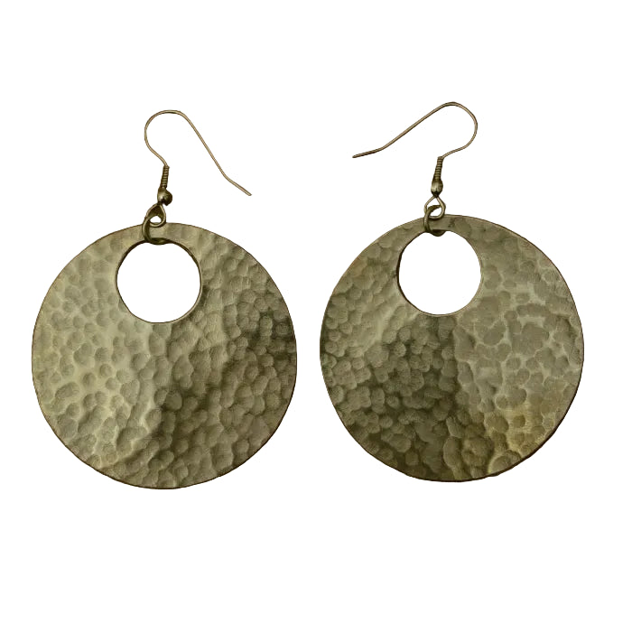 Brass Circle w Cut Out Bombolulu Earrings