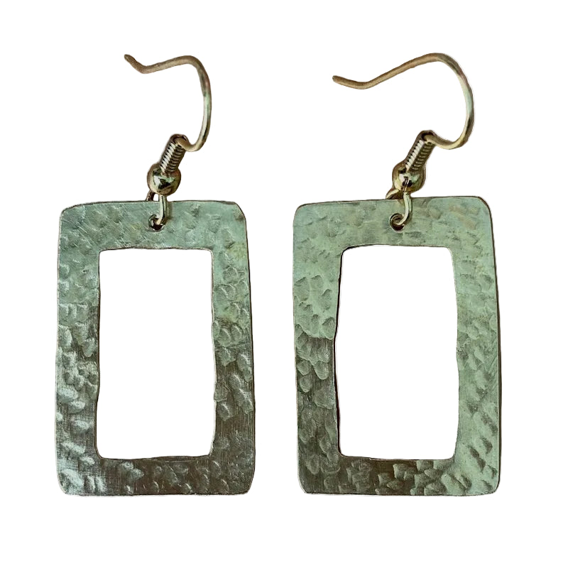 Cut Out Rectangle Earrings Brass