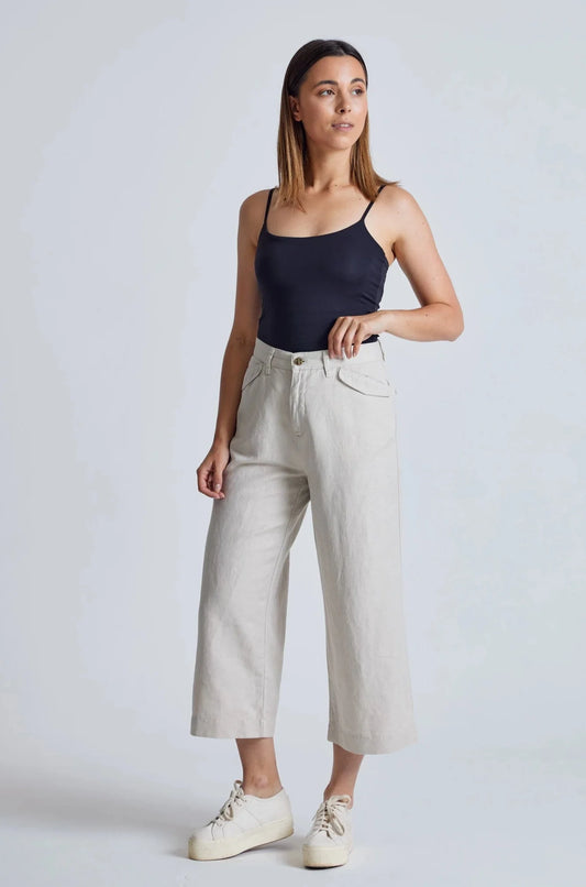 GOTS Organic Cotton & Linen Betty Wide Leg Culottes Natural