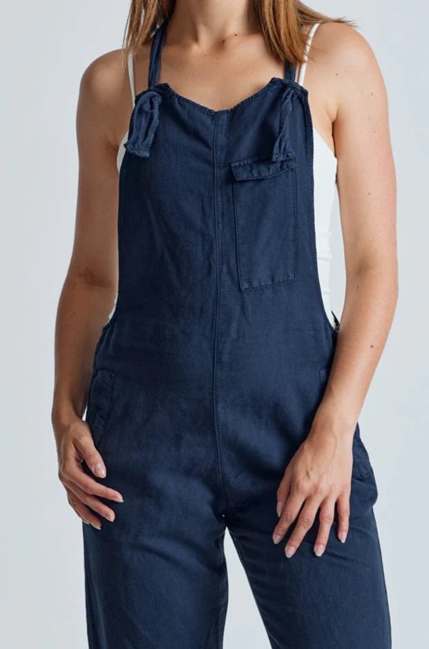 Mary-Lou Dungarees in Navy - GOTS Organic Cotton & Linen