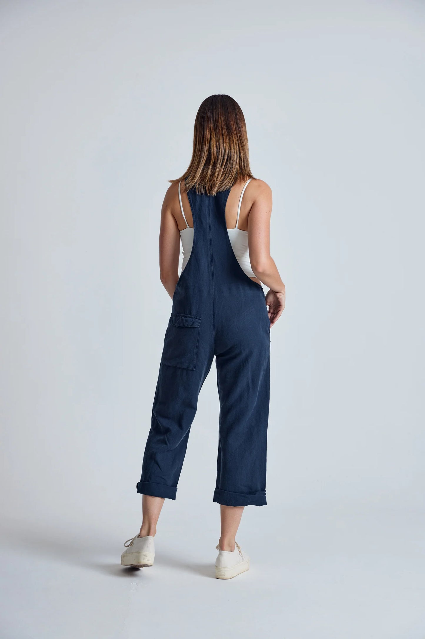 Mary-Lou Dungarees in Navy - GOTS Organic Cotton & Linen