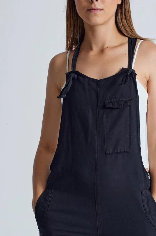 Mary-Lou Dungarees in Black - GOTS Organic Cotton & Linen