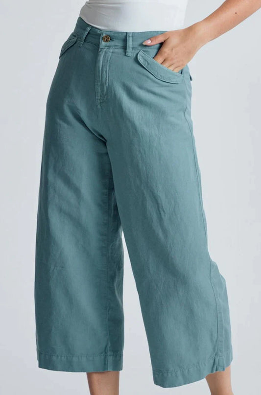 GOTS Organic Cotton & Linen Betty Wide Leg Culottes Retro-Blue