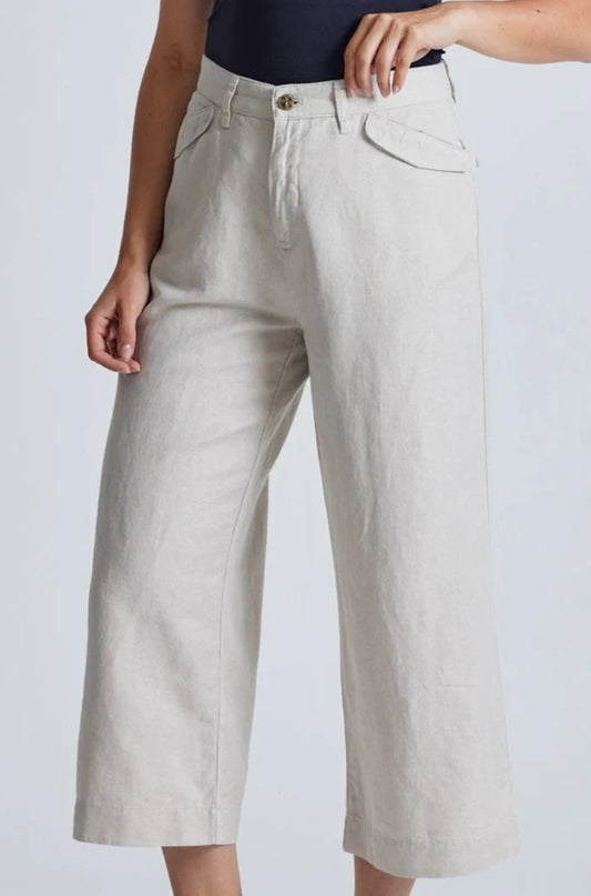 GOTS Organic Cotton & Linen Betty Wide Leg Culottes Natural