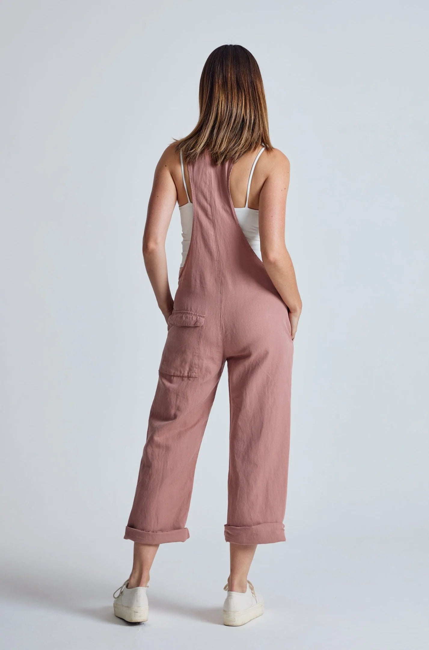 Mary-Lou Dungarees in Retro Pink - GOTS Organic Cotton & Linen