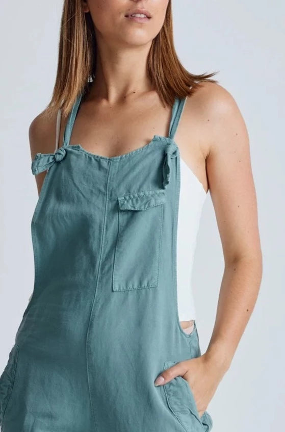 Mary-Lou Dungarees in Retro Blue- GOTS Organic Cotton & Linen