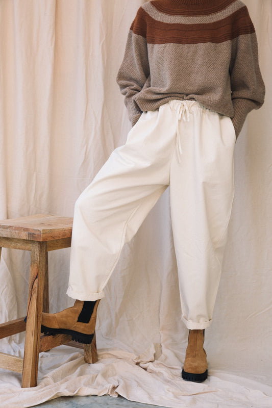 Cedar Organic Cotton Twill Trousers Off White