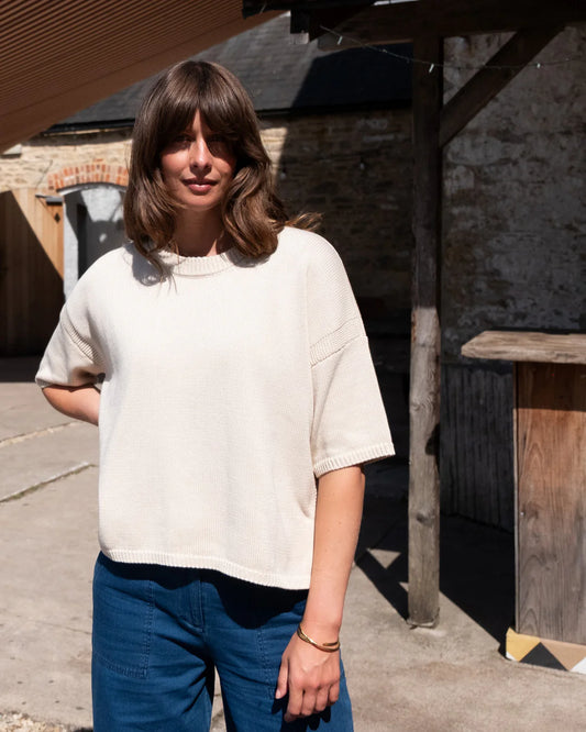 Lisa Boxy Knitted Top Ecru