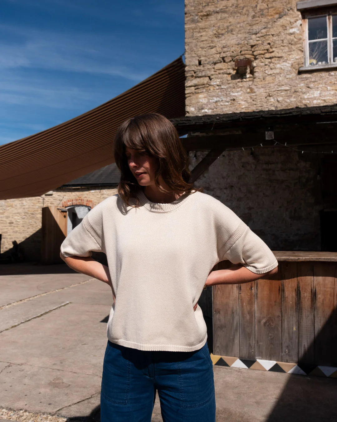 Lisa Boxy Knitted Top - Ecru