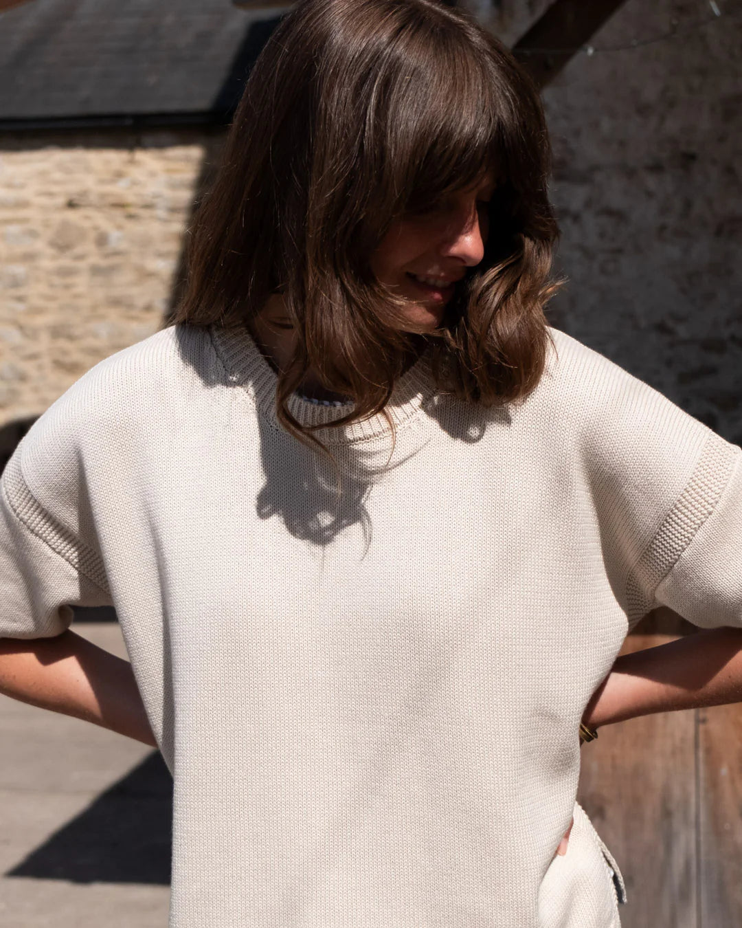 Lisa Boxy Knitted Top - Ecru