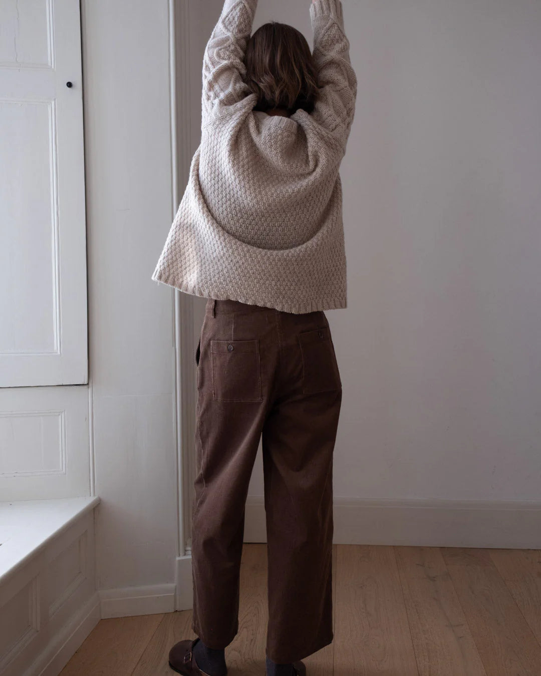 Harper Wide Leg Trousers Dark Sand Cord