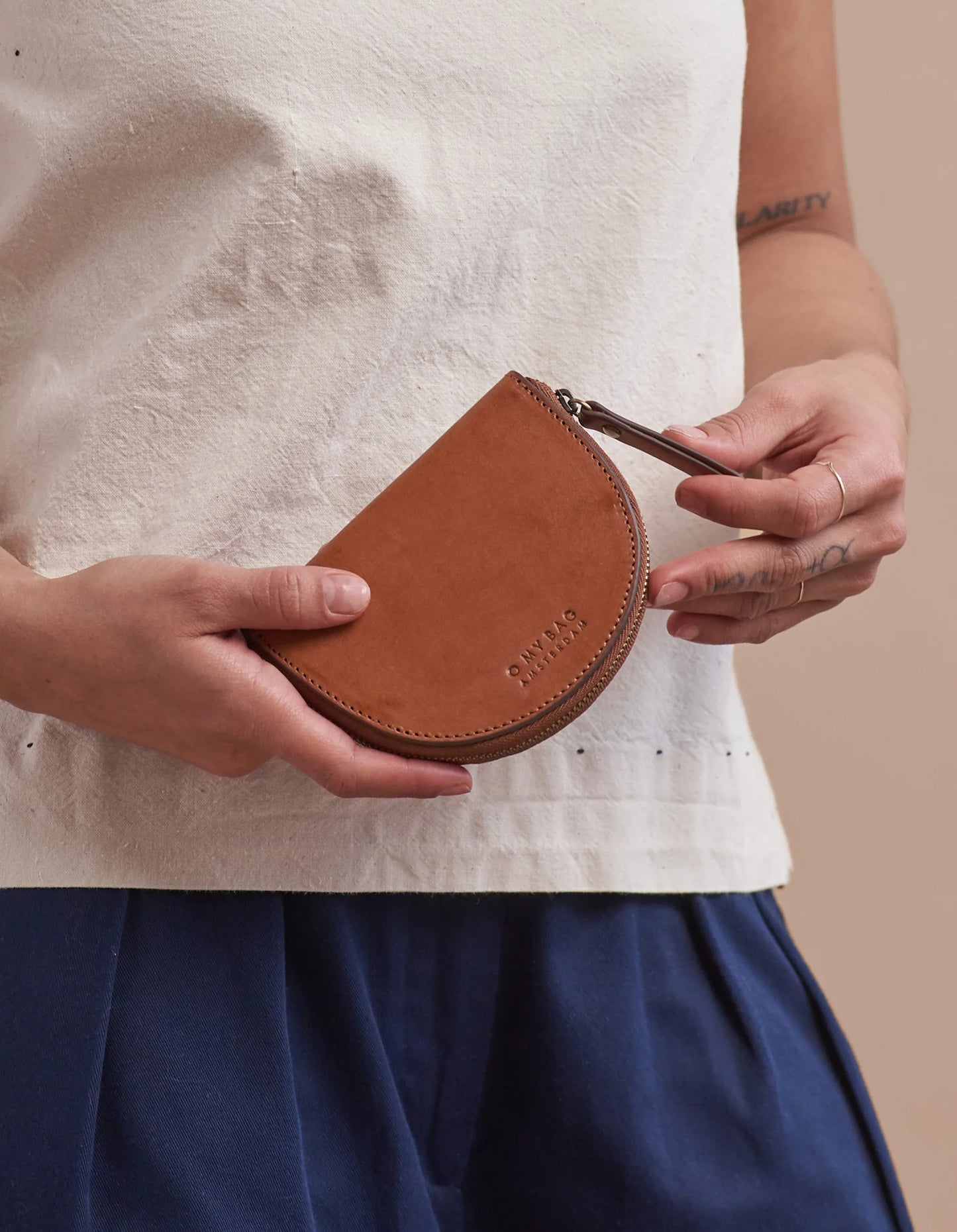 Laura Sustainable Leather Coin Purse - Cognac classic