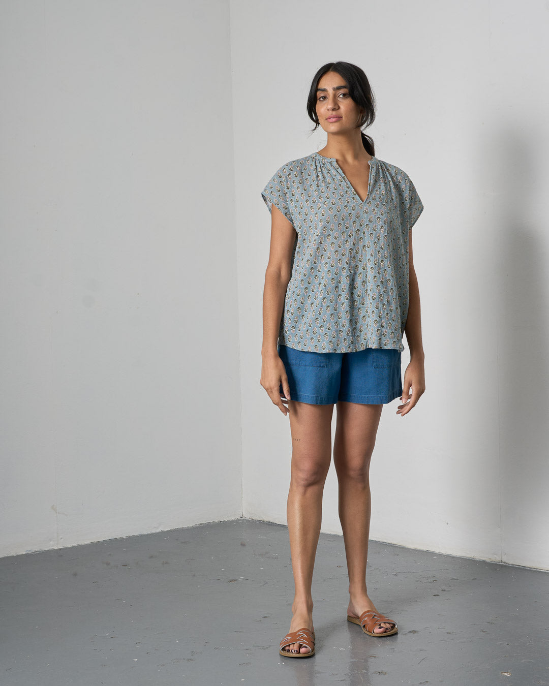 Petra Shorts - Textured Denim