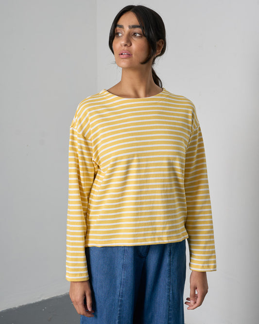 Zoe Relaxed T-Shirt - Lemon Stripe