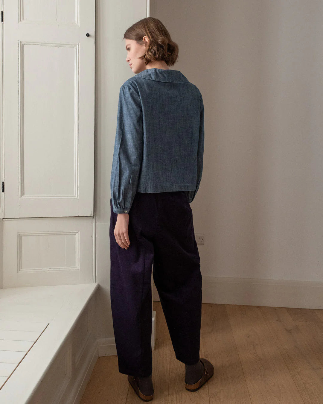 Lorren Barrel Leg Trousers Navy Cord