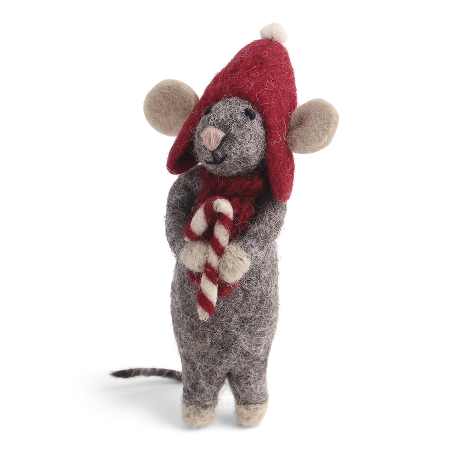 En Gry & Sif Grey Mouse with Candy Cane