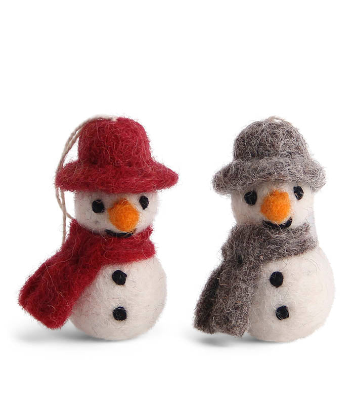En Gry & Sif Mini Snowman w Scarf Ornaments – set of 3