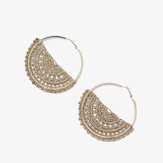 Large Semi Filigree Crochet Earrings Gold