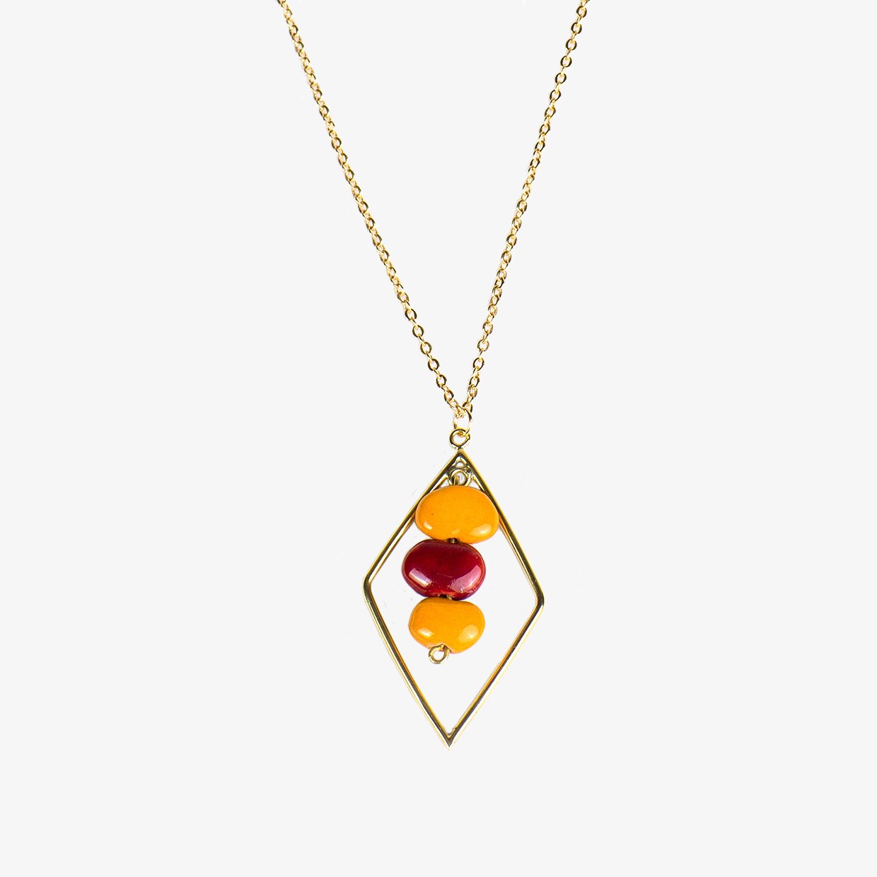 Brass & Ceramic Diamond Necklace