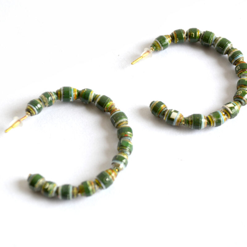 Waste Paper Sol Hoops - Gold, Blue & Green