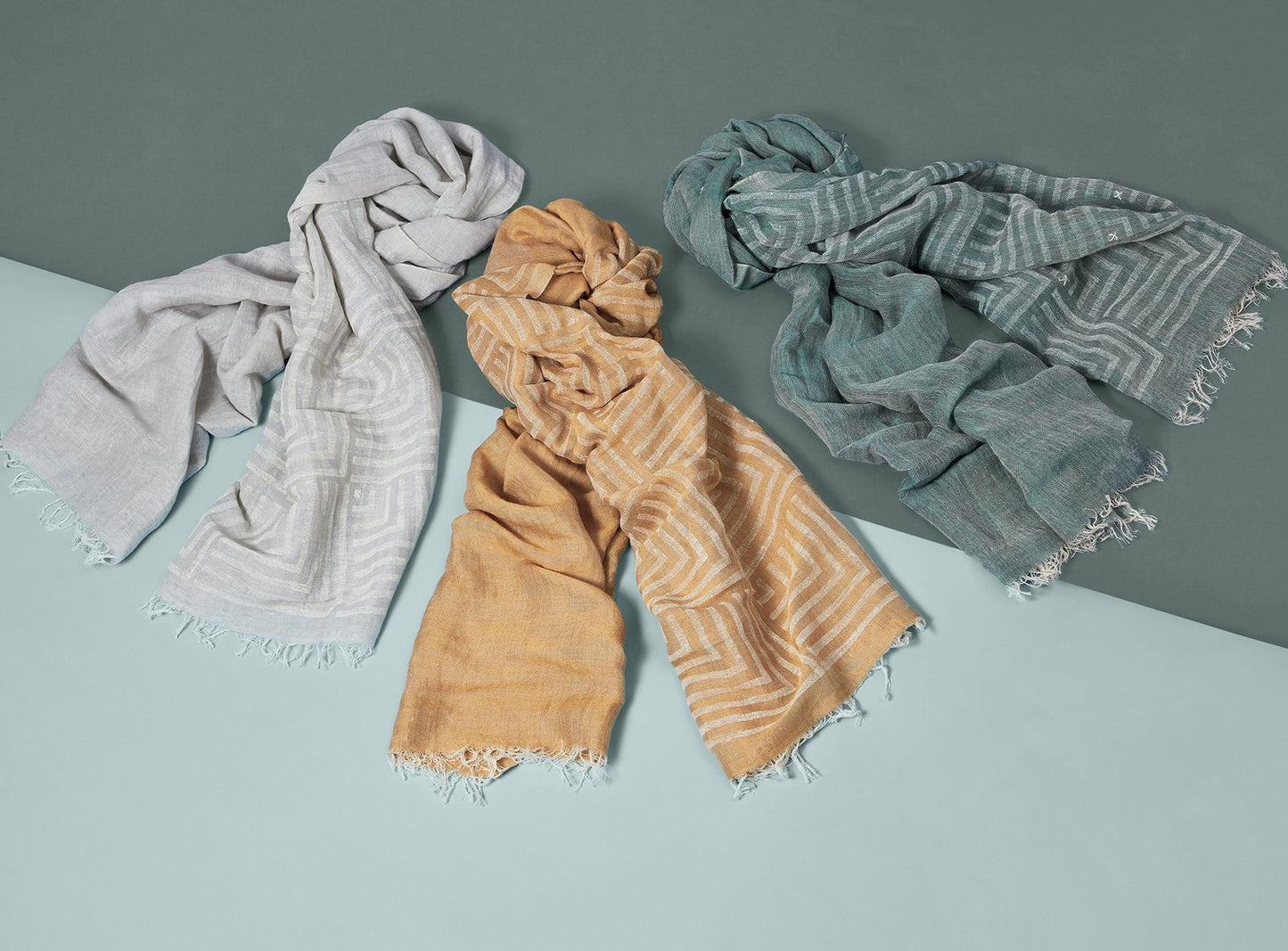 Block Printed Scarf Grey