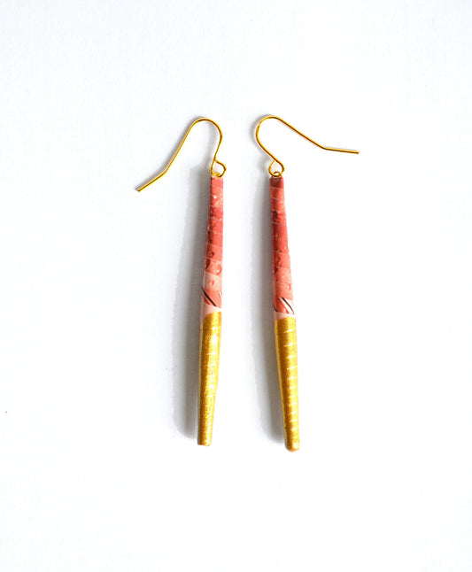 Quazi - Waste Paper Bead Earring - Half Gold