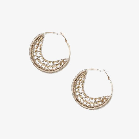 Large Crescent Moon Crochet Earrings Gold