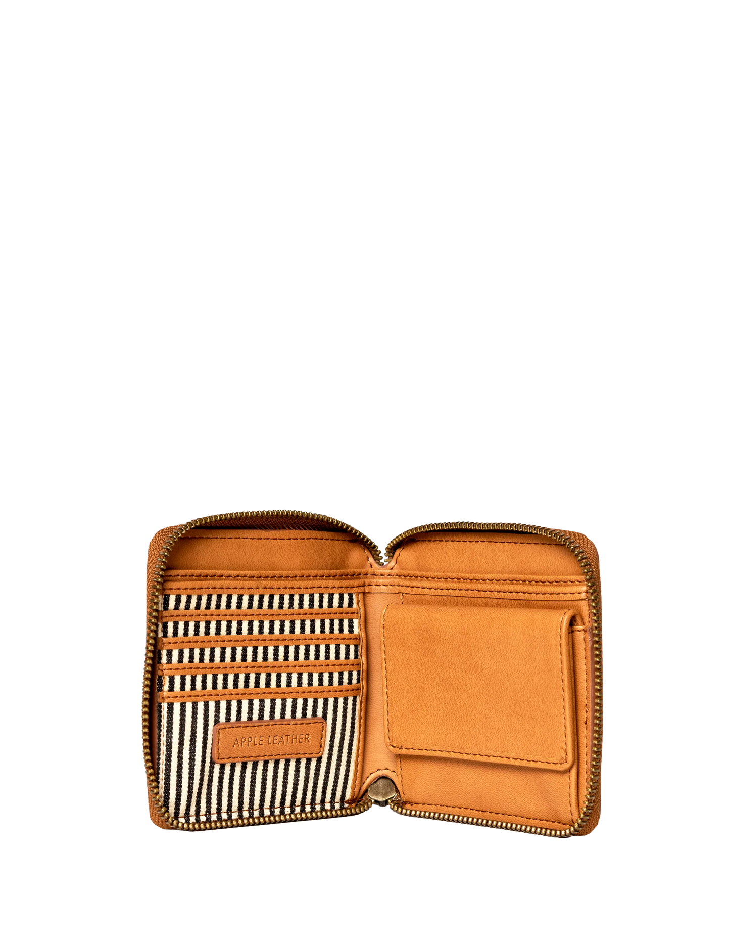 Vegan Apple Leather Sonny Square Wallet - Cognac