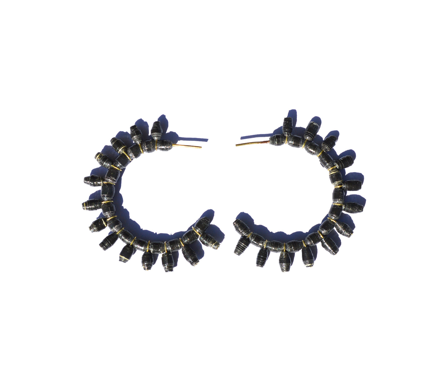 Sun Hoop Waste Paper Earrings & White
