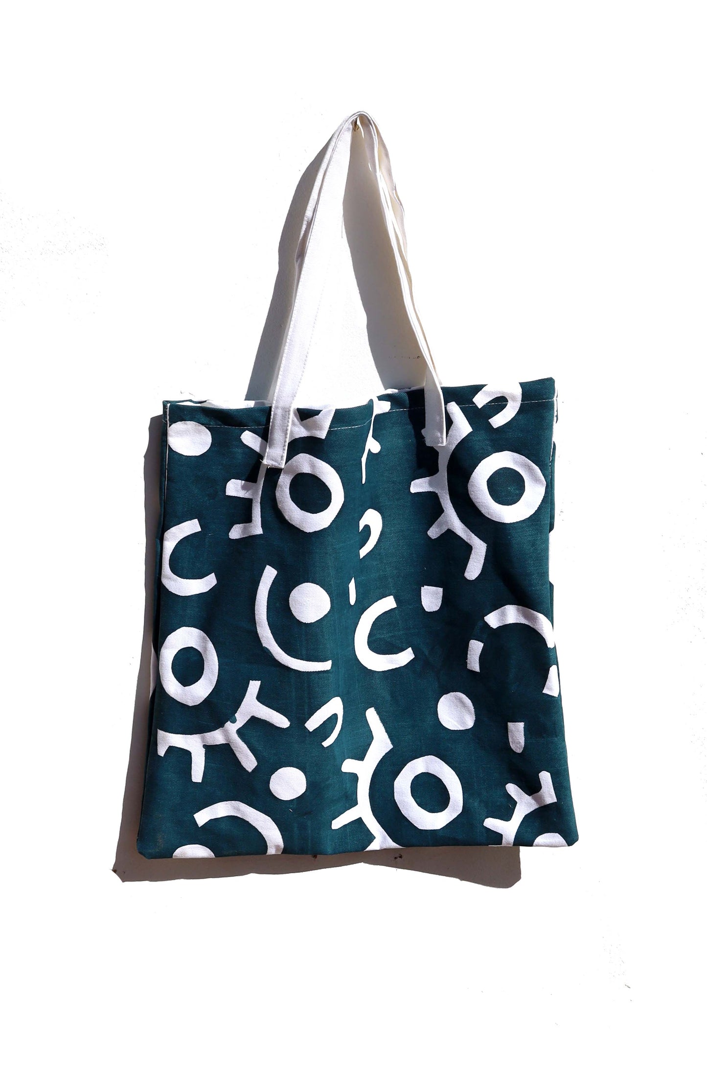 Handprinted Cotton Tote - Green