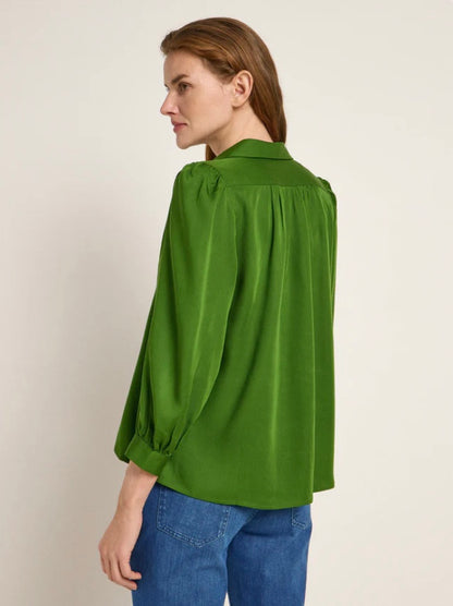 Green Tencel Ruffled Blouse