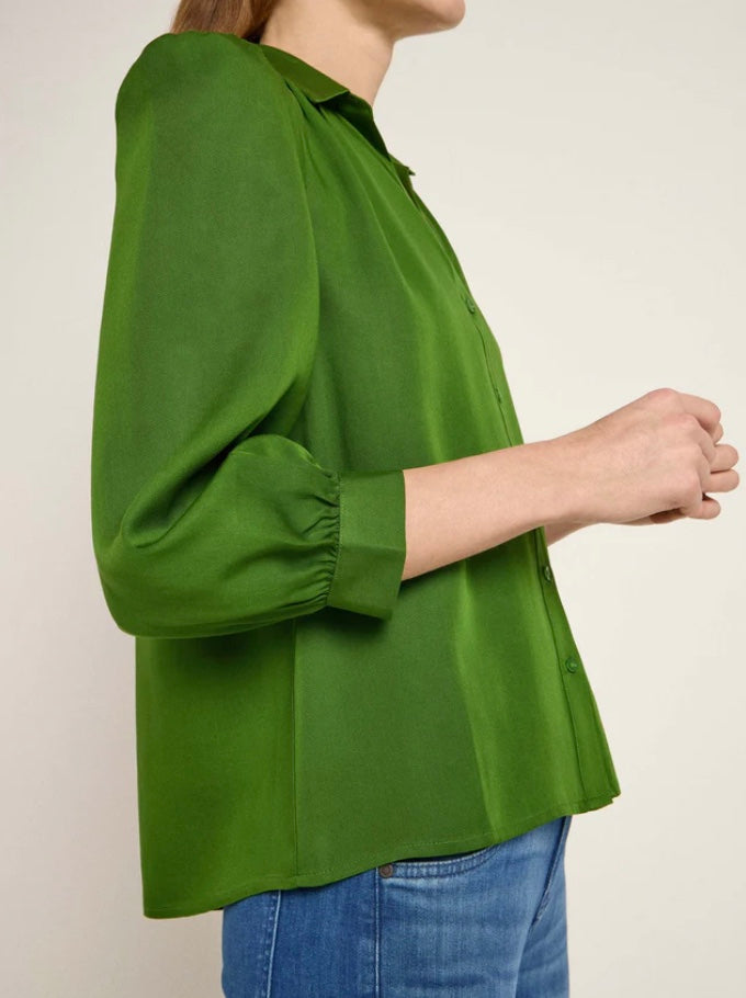 Green Tencel Ruffled Blouse