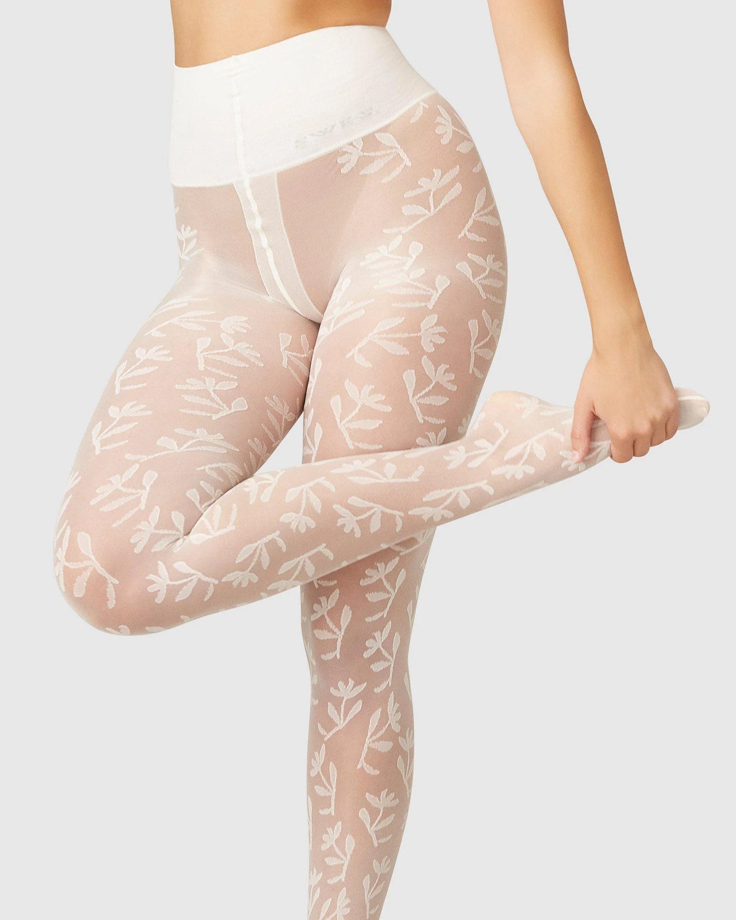 Swedish Stockings Flora Flower Tights in Ivory The FAIR Shop